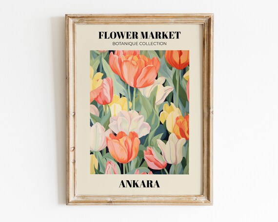 Flower Market Ankara Print Turkey Floral Prints Trendy Wall Art Botanical Poster