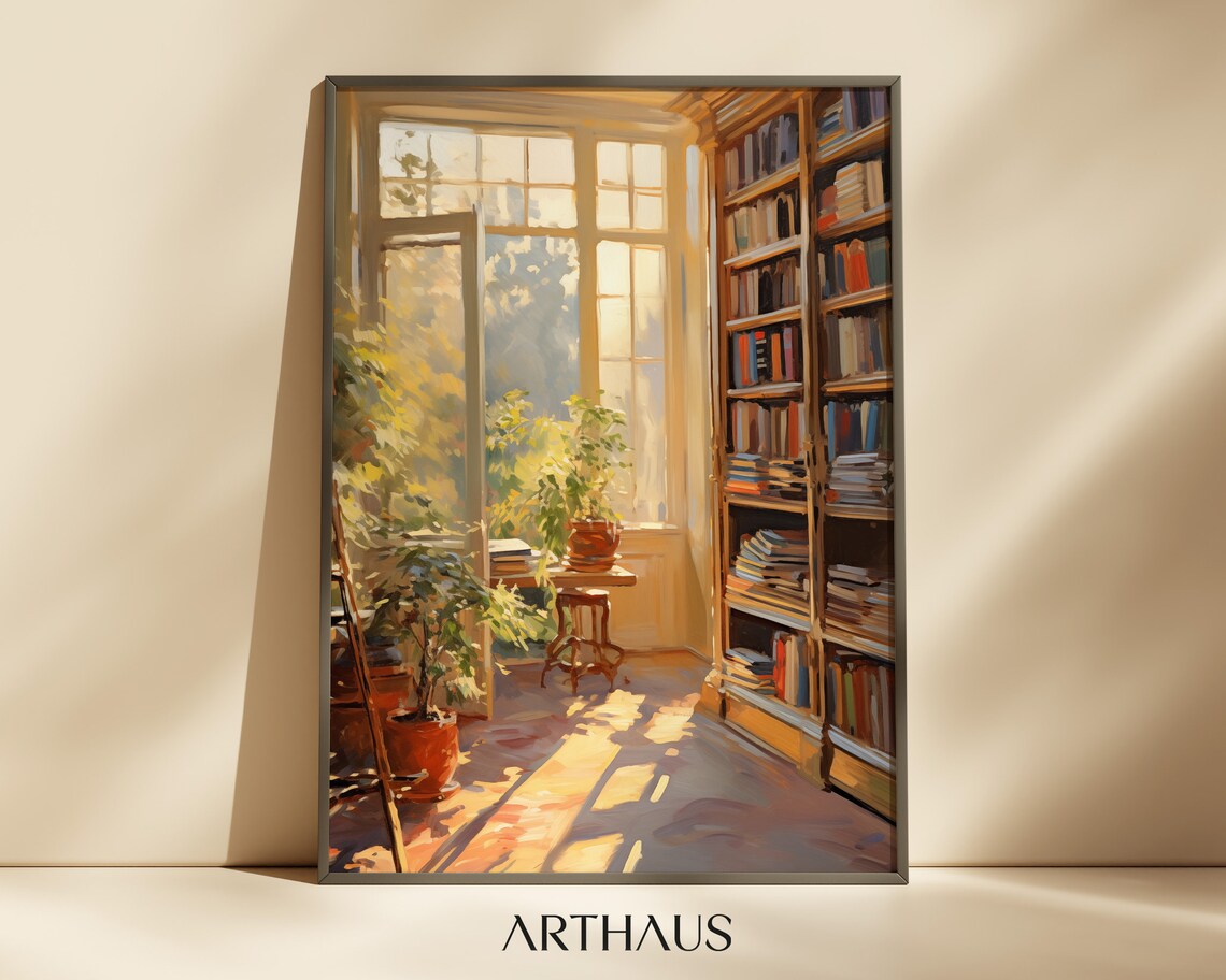 Vintage Library Poster, Book Shop Book Lovers Print