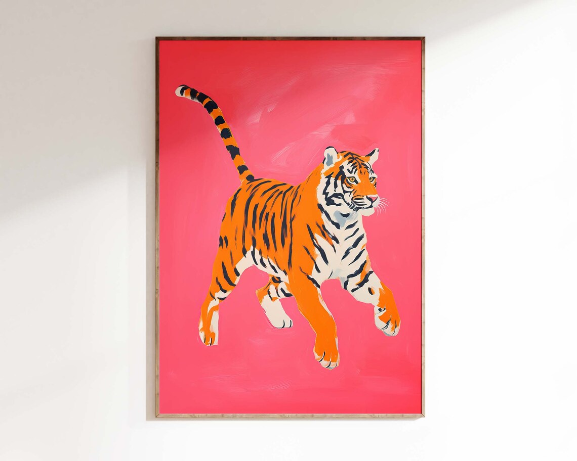 Dopamine Tiger Maximalist Animal Trendy Decor Poster - Image 3