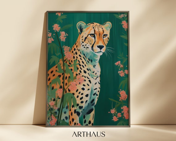 Maximalist Tiger and Cheetah Wall Art, Trendy Print