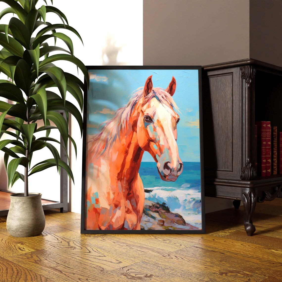 Horse Oil Painting, French Country Art Print