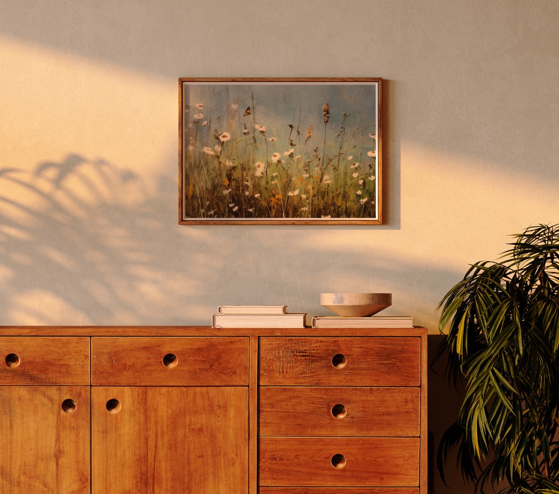 Wildflower Field Landscape Oil Painting Vintage Landscape Art Print Country Field Wall Art 19th Century Art - Image 3