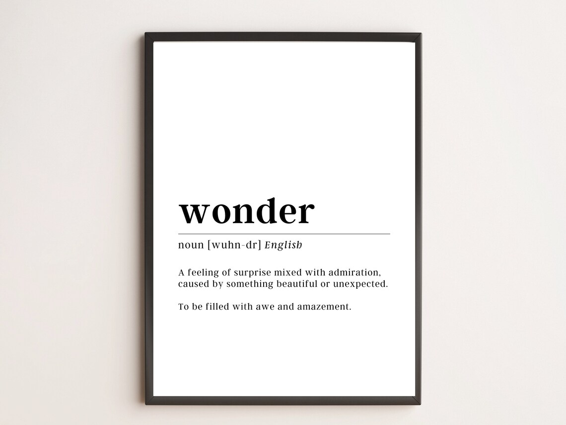 Wonder Definition Motivational Typography Art Print
