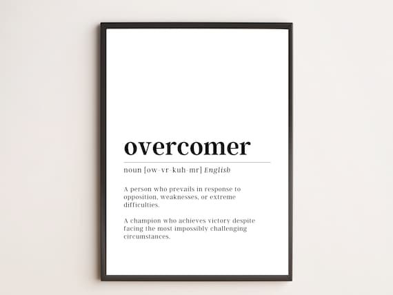 Overcomer Definition Dictionary Style Minimalist Inspirational Wall Art