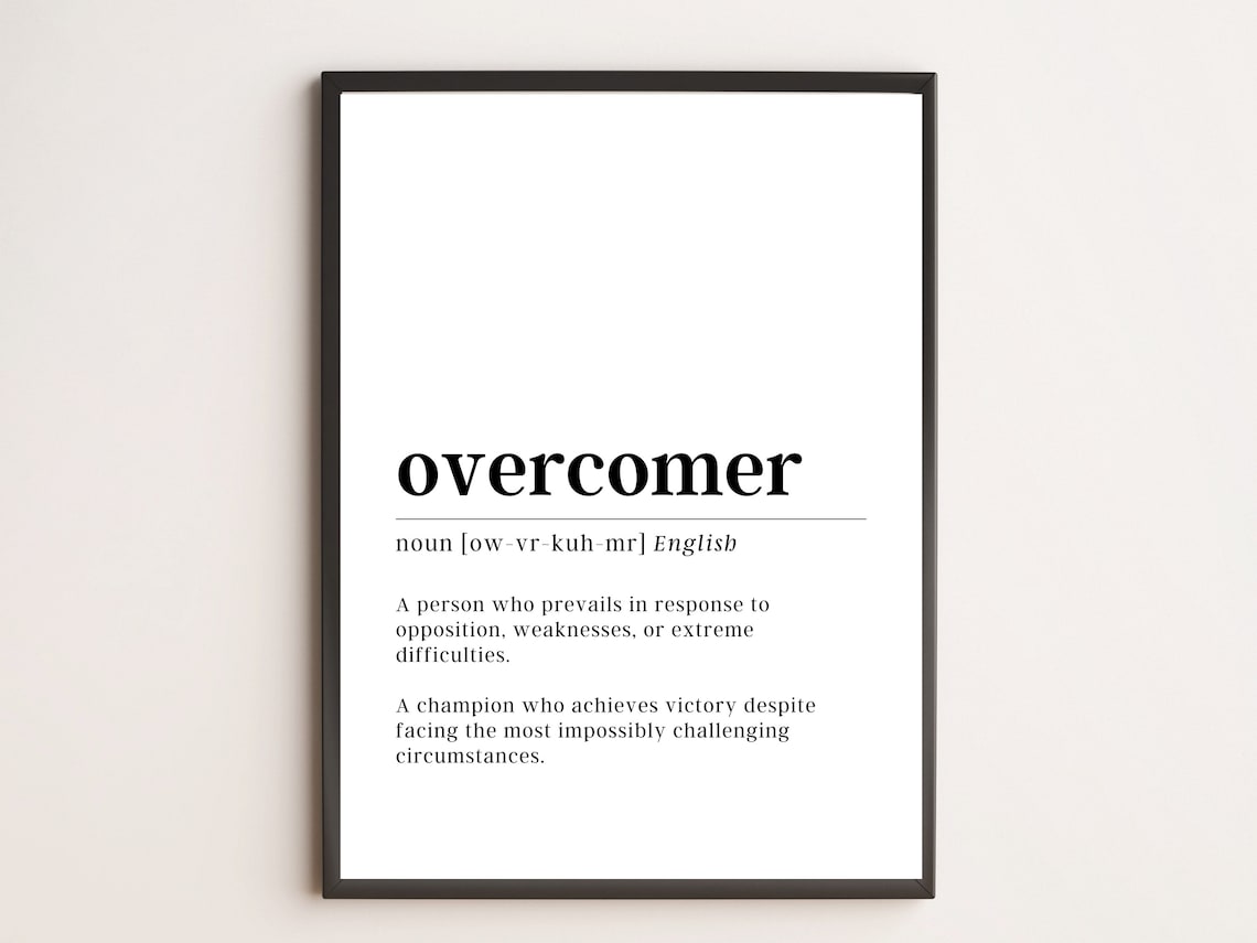 Overcomer Definition Dictionary Style Minimalist Inspirational Wall Art