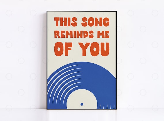 This Song Reminds Me of You Blue Vinyl Record Retro Music Poster