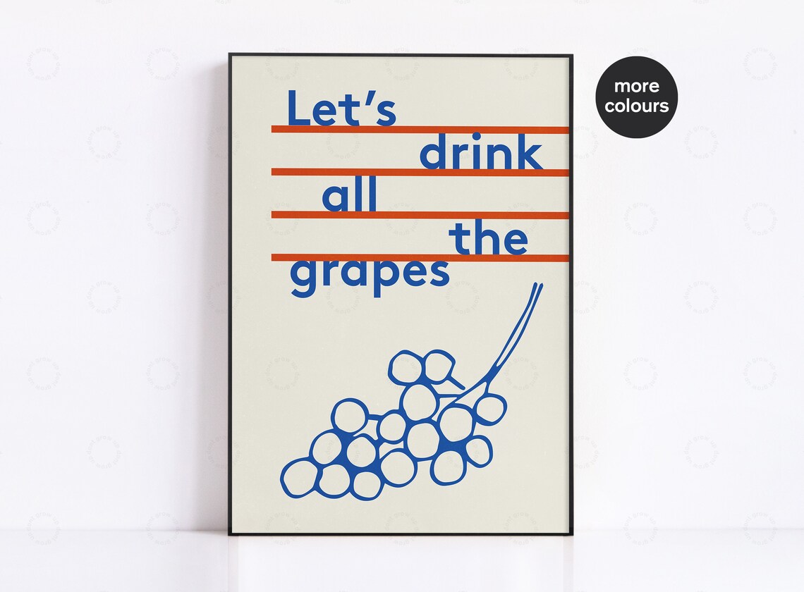 Wine Mid-Century Poster Print, Modern Kitchen Decor