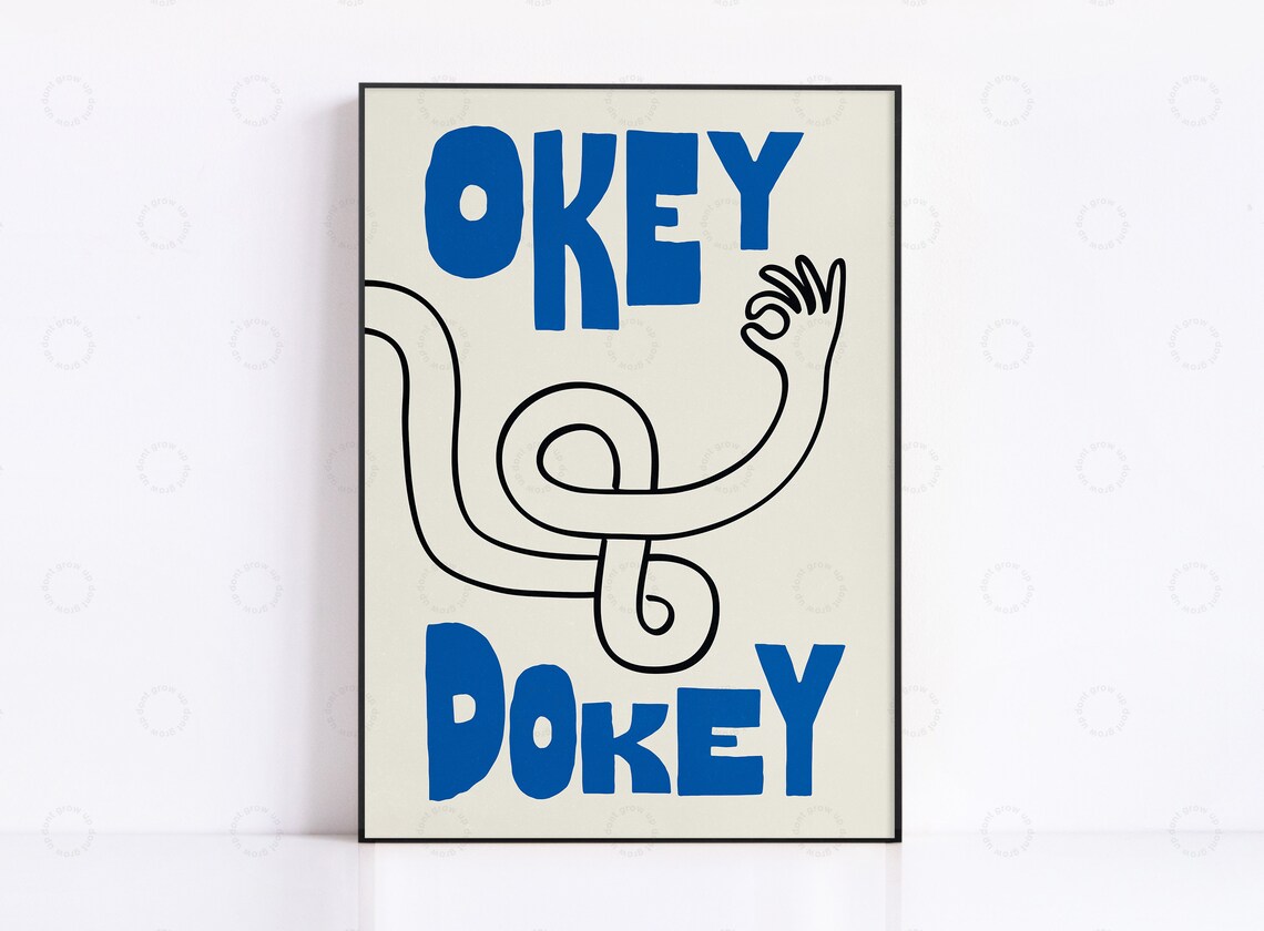 Okey Dokey Mid-Century Typography Art Print