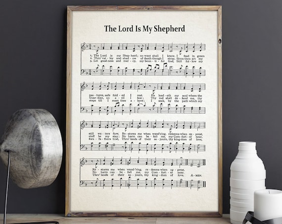 The Lord Is My Shepherd Vintage Hymn Sheet Music Faith Poster