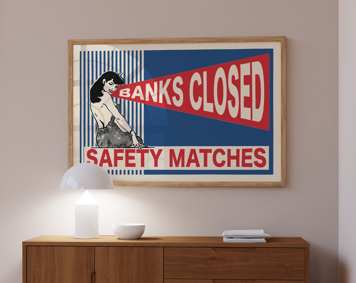Banks Closed Safety Matches Retro Pin Up Matchbox Art Poster - Image 3