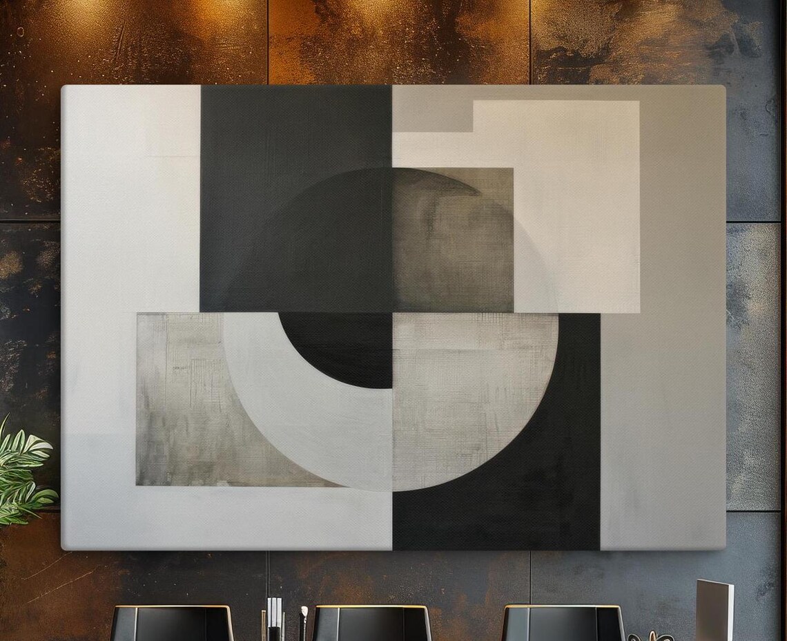 Monochrome Geometric Abstract, Minimalist Art Print
