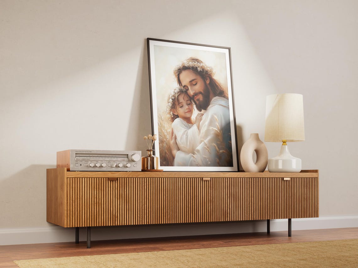 Cradle Of Love Jesus Little Girl Print Christian Nursery Wall Art Preschool Decor Lds Baptism Gift Girl Bible Painting Kids Room Decor - Image 2