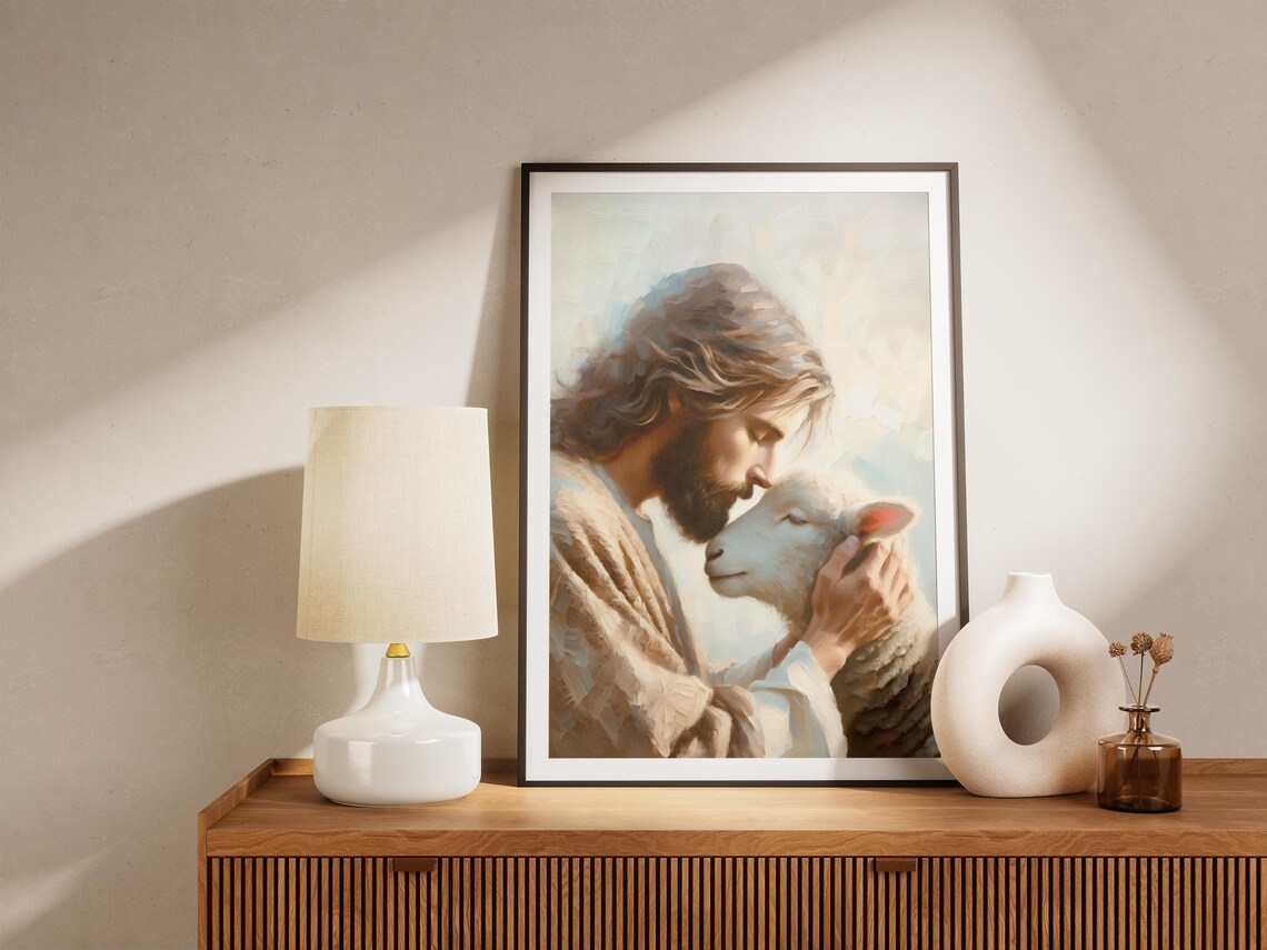 Forever Loved Jesus Saves Lamb Art Print - Image 4