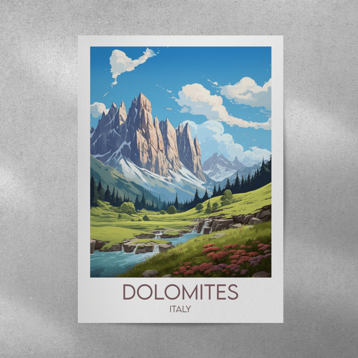 Dolomites Italy Alpine Mountain Landscape Vintage Travel Poster - Image 4