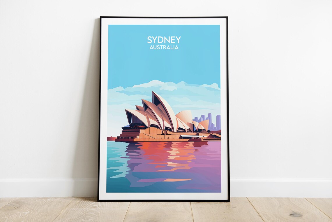 Sydney Australia Opera House Minimalist Harbor Travel Art Poster