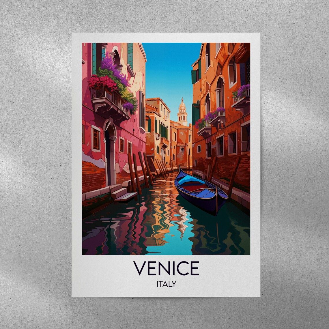 Venice Italy Gondola Canal Charming Flowers Waterfront Travel Poster - Image 5