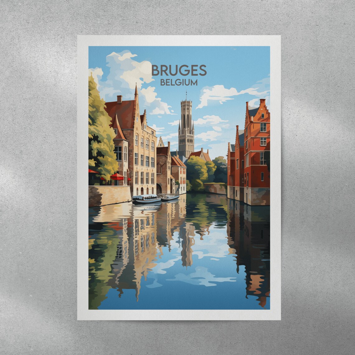 Bruges Travel Poster, Custom Personalised Gift - Image 4