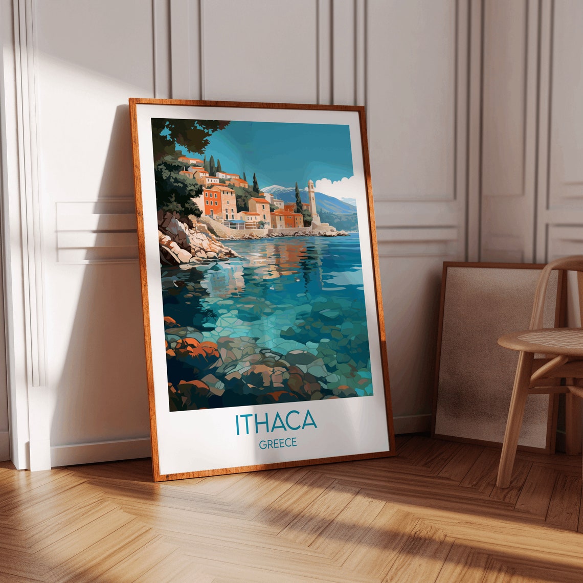 Ithaca Greece Coastal Old Town Turquoise Bay Retro Travel Poster - Image 2
