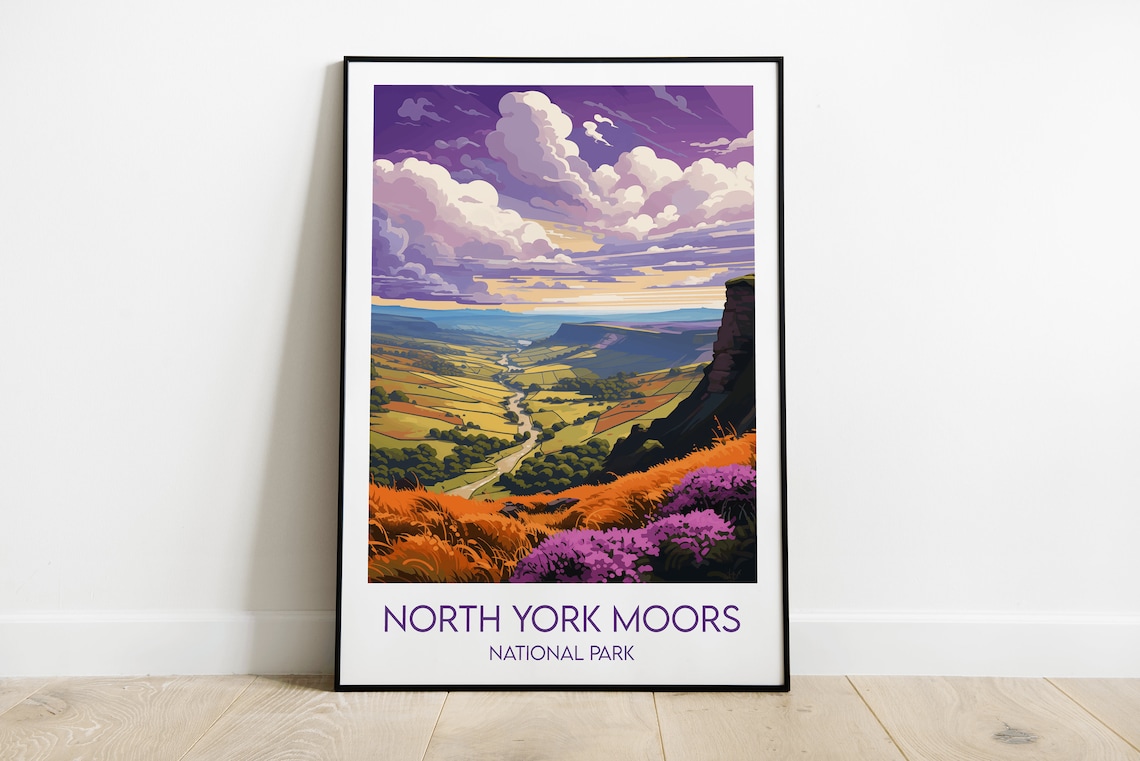 North York Moors National Park Travel Poster, England UK