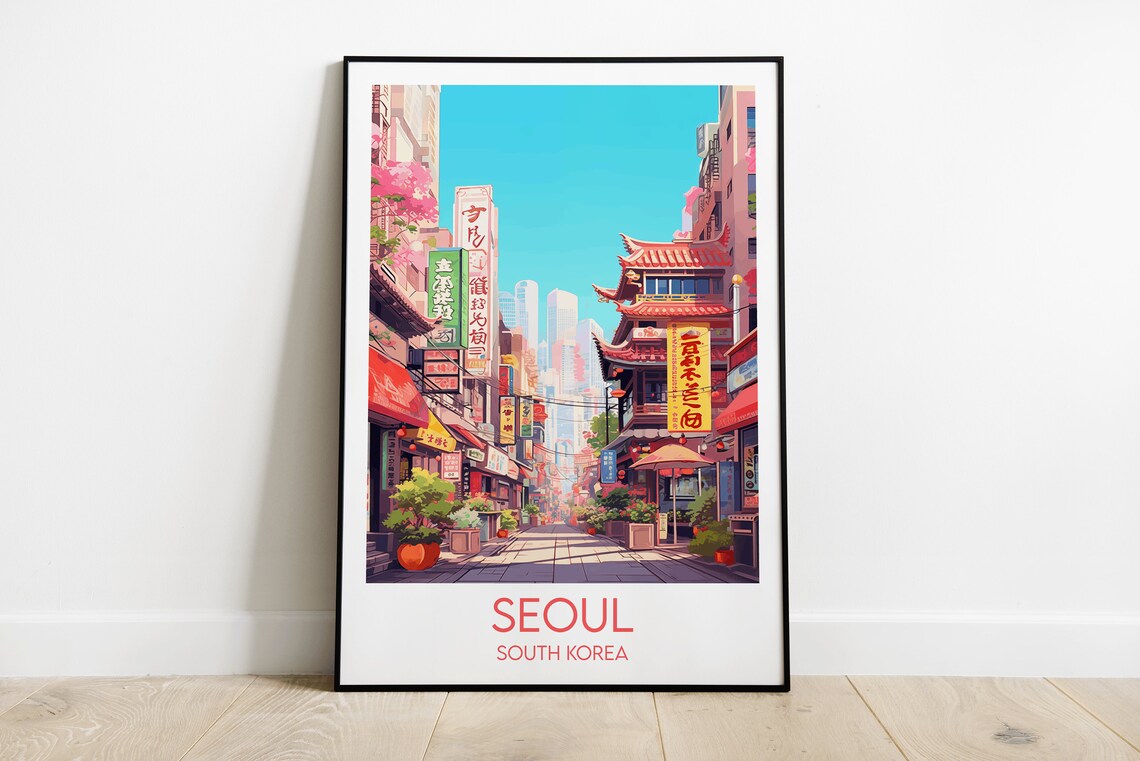 Seoul Travel Poster, South Korea Custom Personalised