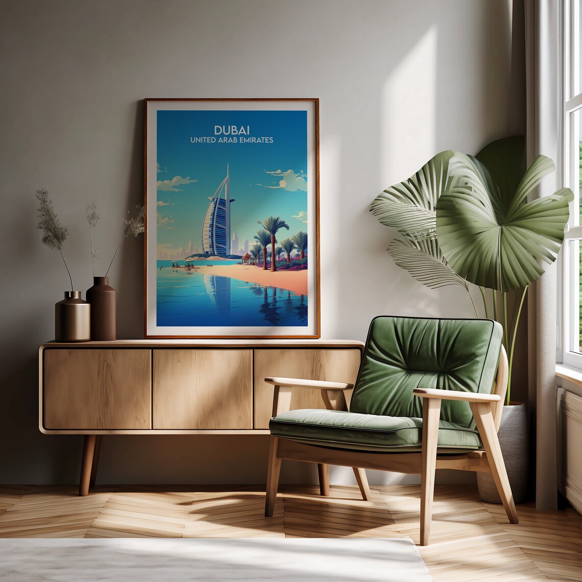 Dubai United Arab Emirates Burj Al Arab Beach Palms Travel Poster - Image 3