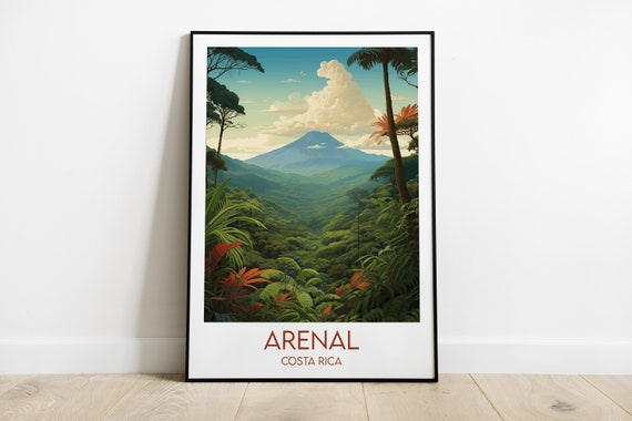 Costa Rica Travel Print Arenal Volcano Poster Custom Personalised Wedding Birthday Gift