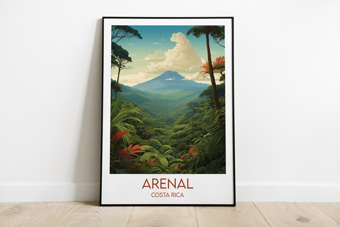 Arenal Costa Rica Volcano Above Rainforest Vintage Travel Poster