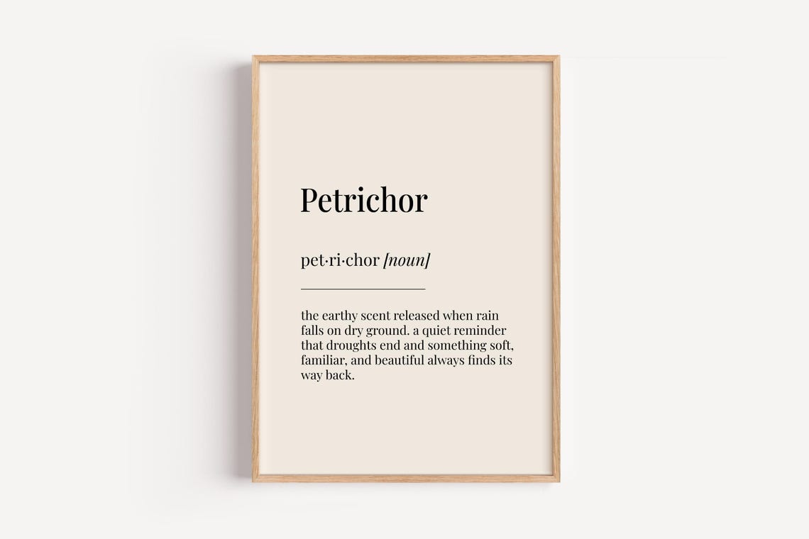 Petrichor Definition Print Dictionary Poster Home Wall Art Funny Gift For Him Her