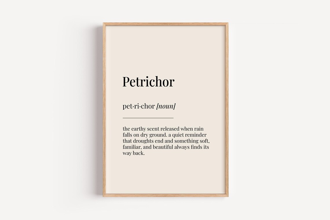 Petrichor Dictionary Definition Rain Scent Minimalist Beige Wall Poster