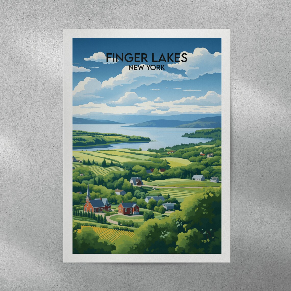Finger Lakes New York Vineyard Hills Lake Vintage Travel Poster - Image 4