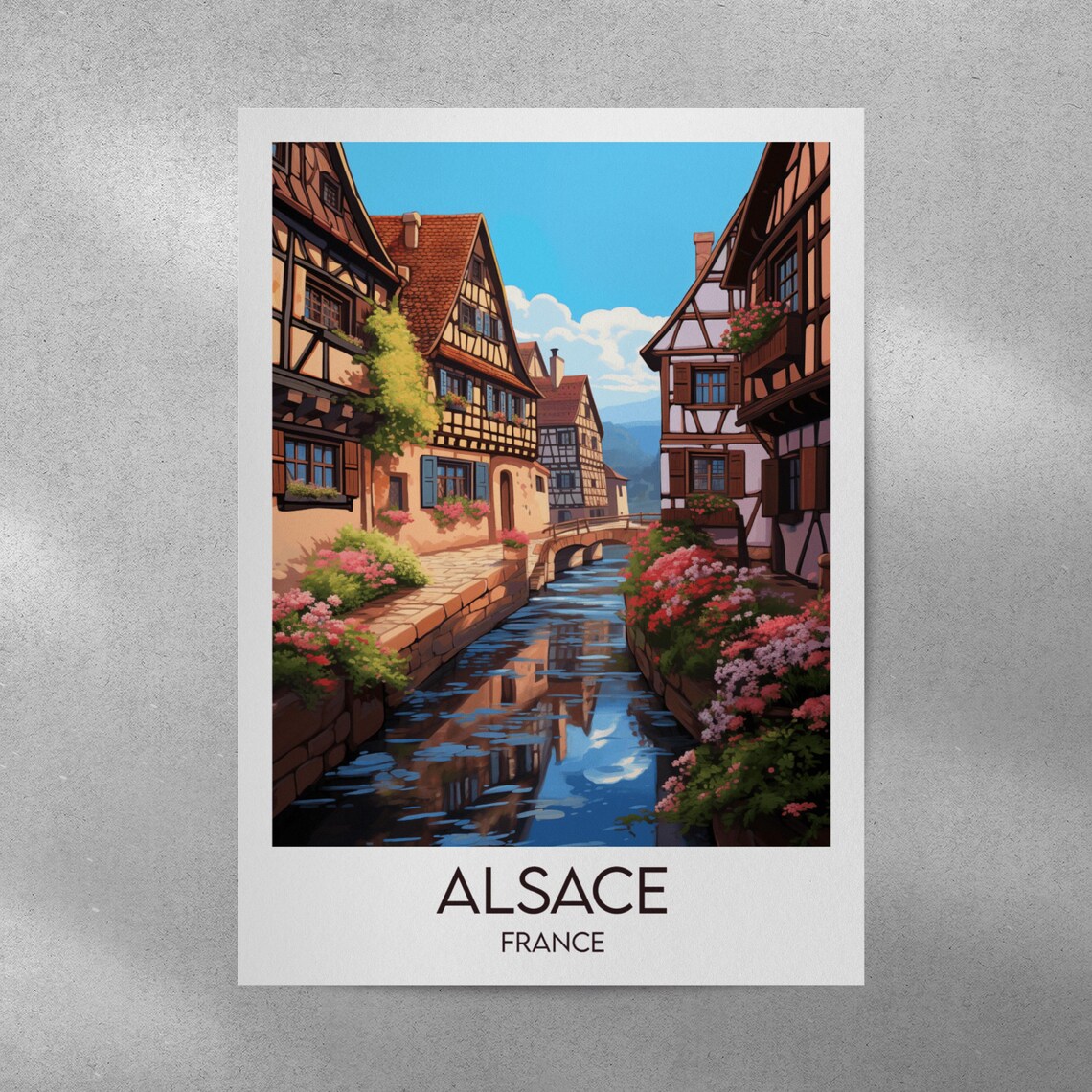 Alsace France Canal Street Half Timbered Houses Flower Poster - Image 4