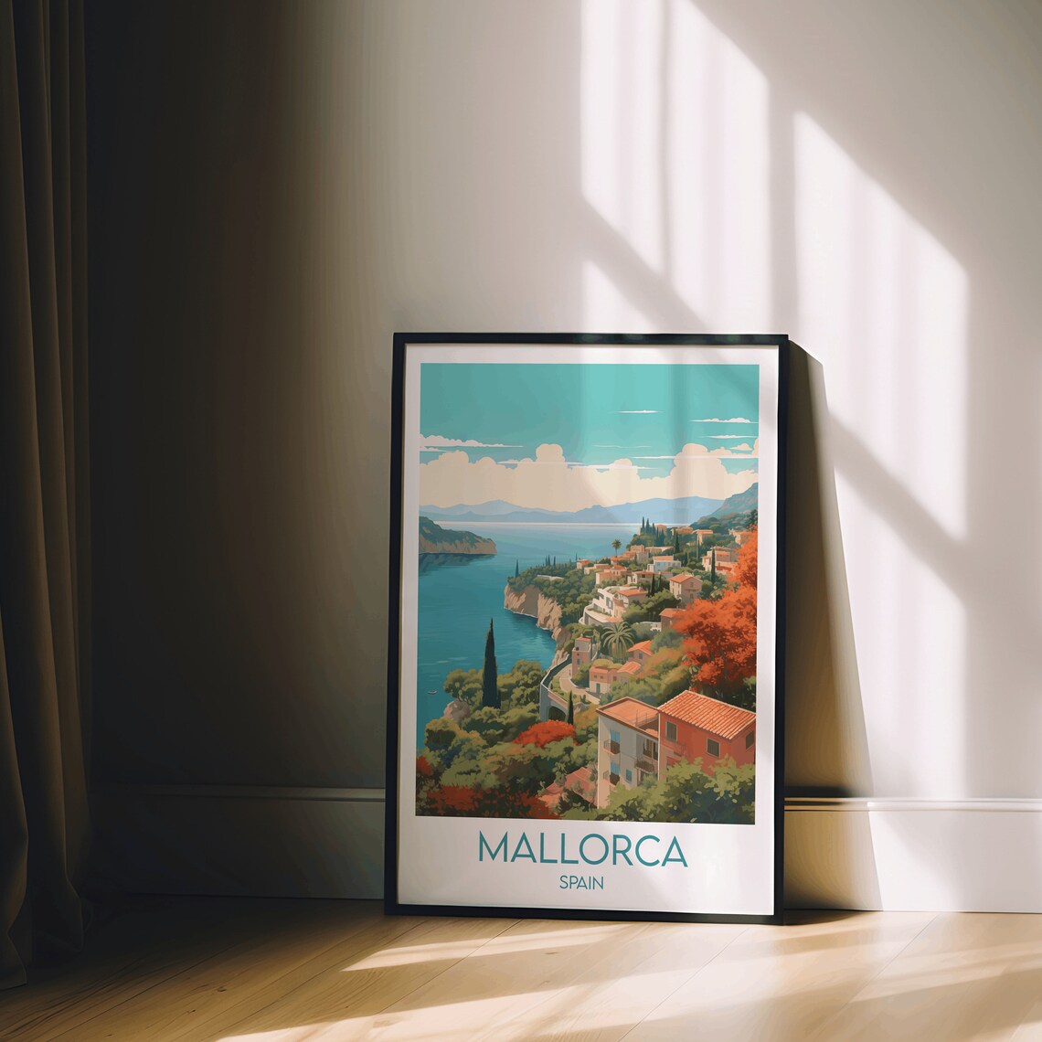 Mallorca Spain Coastal Cliffs Village Seaside Vintage Travel Poster - Image 2