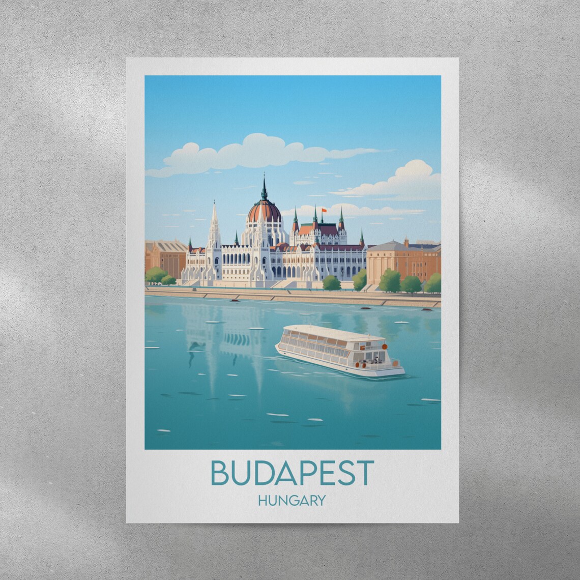 Budapest Hungary Parliament Danube River Cruise Travel Poster - Image 3