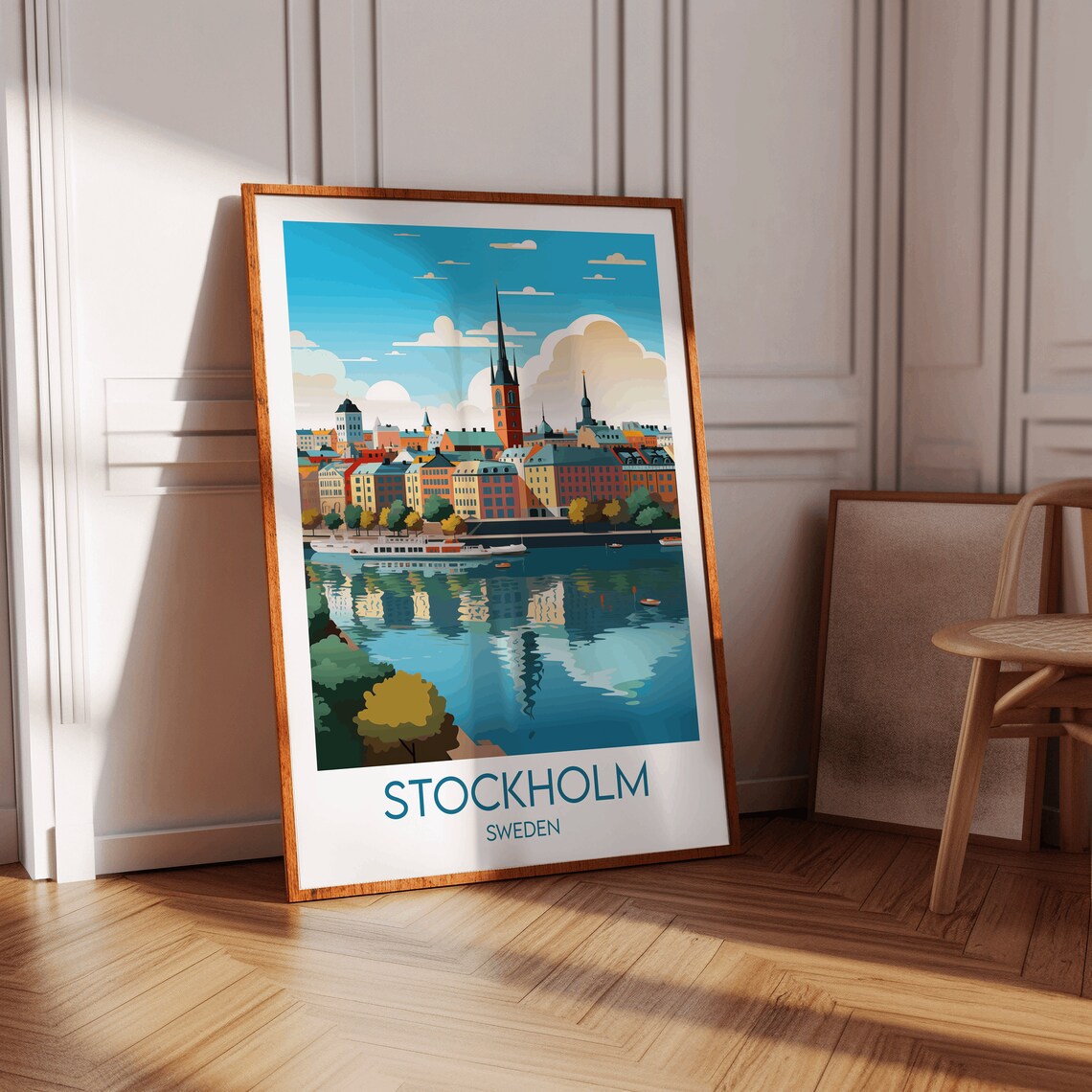 Stockholm Sweden Waterfront Old Town Spires Ferry Travel Poster - Image 2