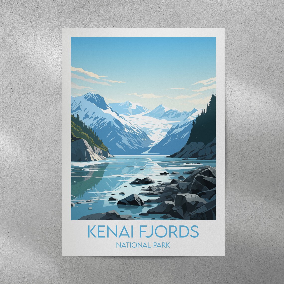Kenai Fjords National Park Glacier Fjord Vintage Travel Poster - Image 2