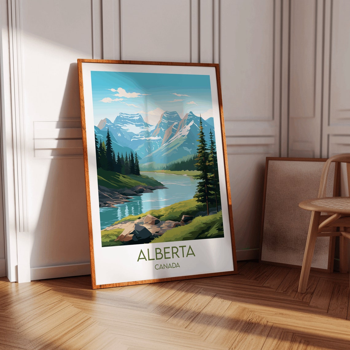 Alberta Canada Summer Rocky Mountain Lake Scene Travel Poster - Image 2