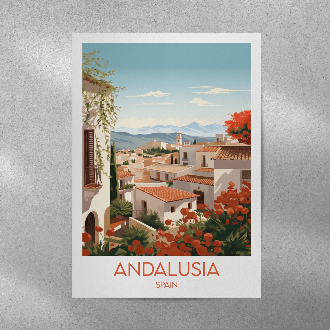 Andalusia Spain Whitewashed Village Hillside Retro Travel Poster - Image 4