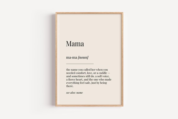 Mama Definition Dictionary Style Noun Poster Heartfelt Mother Birthday Gift