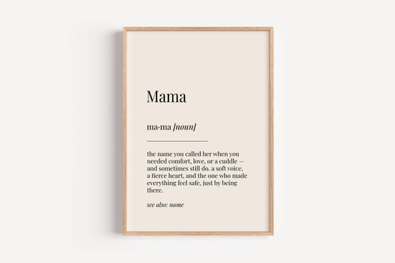 Mama Mum Definition Print Dictionary Poster Birthday Family Wall Art Funny Gift For Her