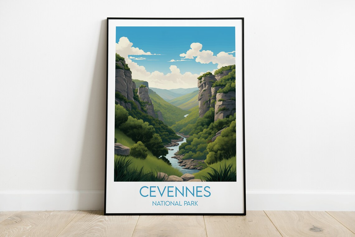 Cevennes National Park France Mountain Valley Scenic Travel Poster