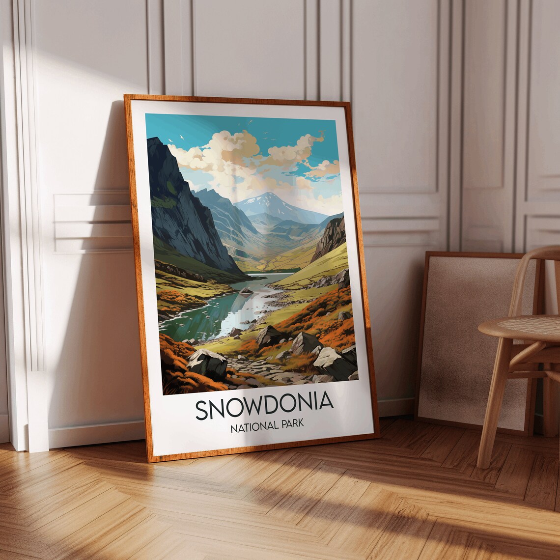 Snowdonia National Park Mountain Valley Lake Vintage Travel Poster - Image 4