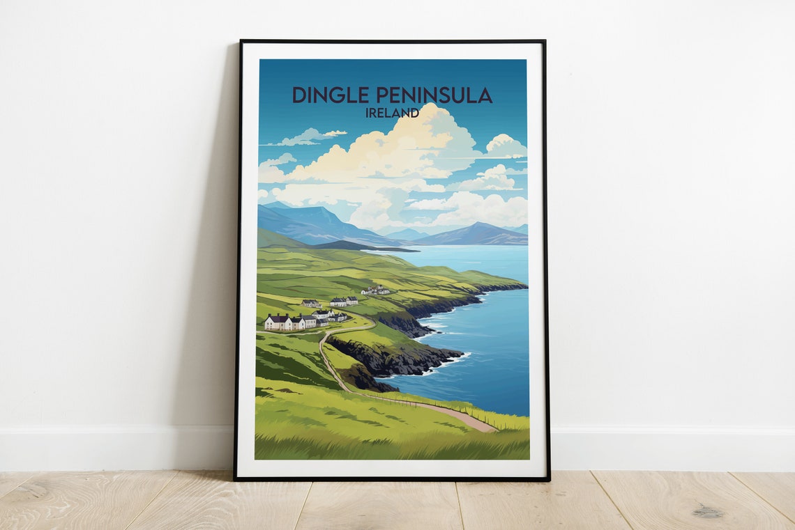 Dingle Peninsula Ireland Green Cliffs Coastal Walk Travel Poster