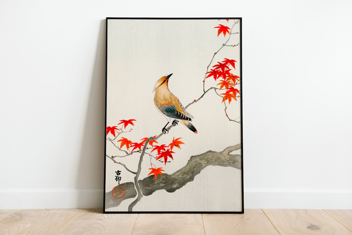 Japanese Jay Bird Poster, Ohara Koson Woodblock Art