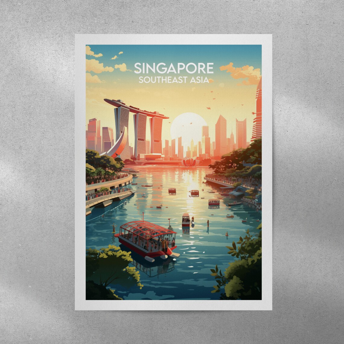 Singapore Travel Poster, Southeast Asia Custom Gift - Image 4