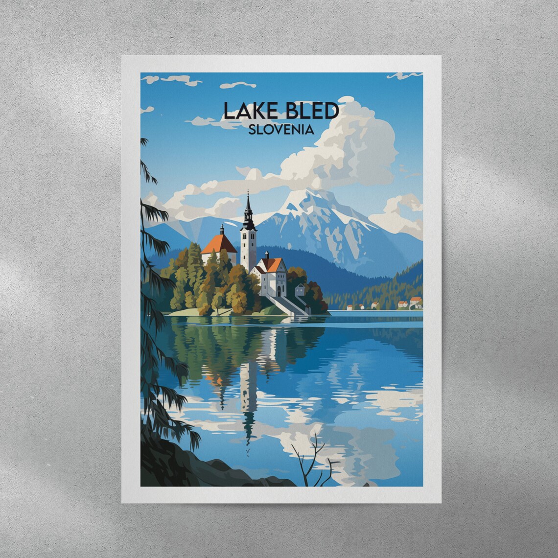 Lake Bled Travel Poster, Custom Personalised Gift - Image 2