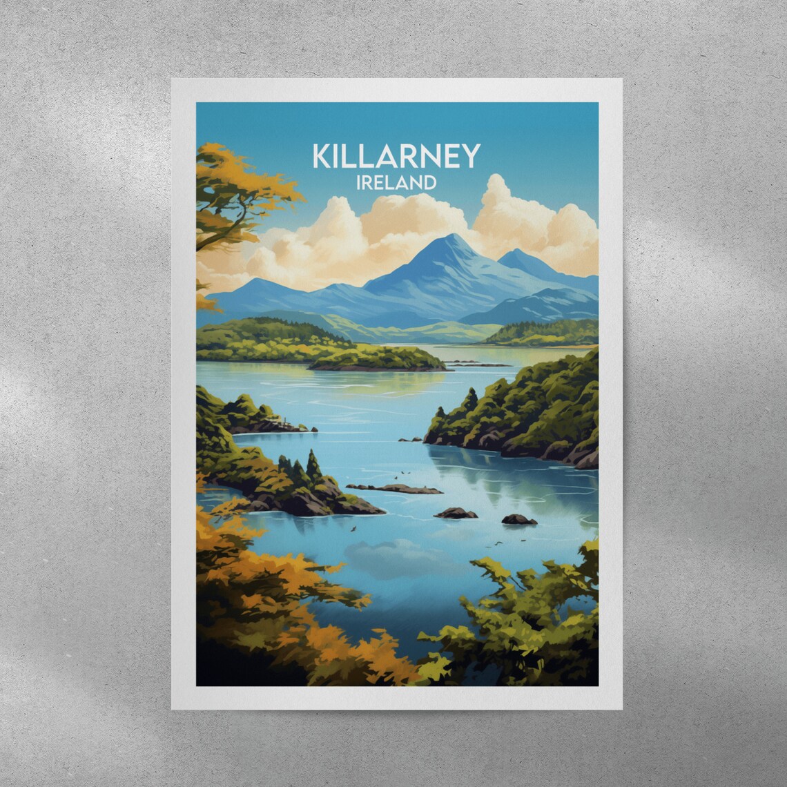 Killarney Ireland Lough Islands Lake Scene Vintage Travel Poster - Image 3