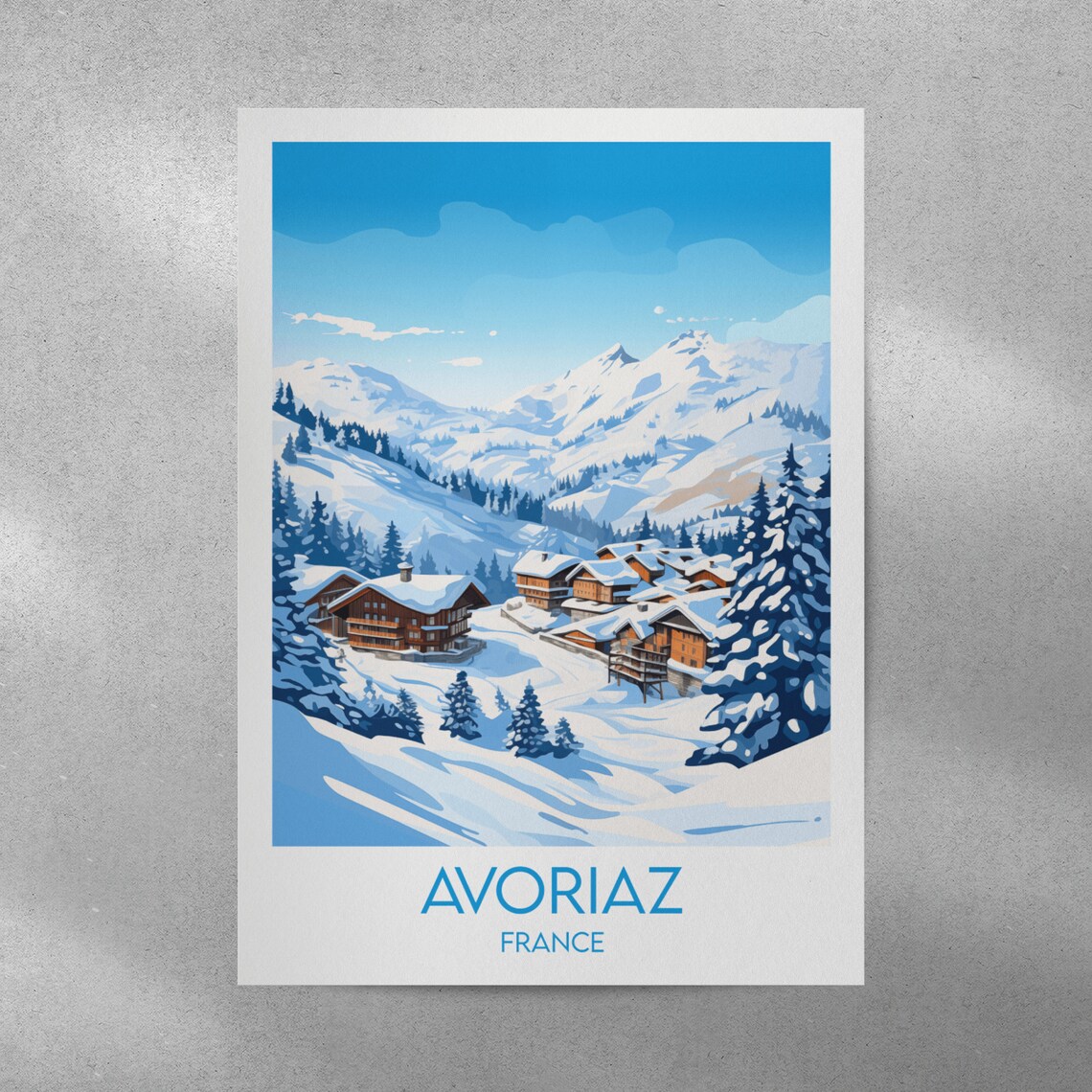 Avoriaz France Ski Village Snowy Alpine Peaks Retro Travel Poster - Image 4