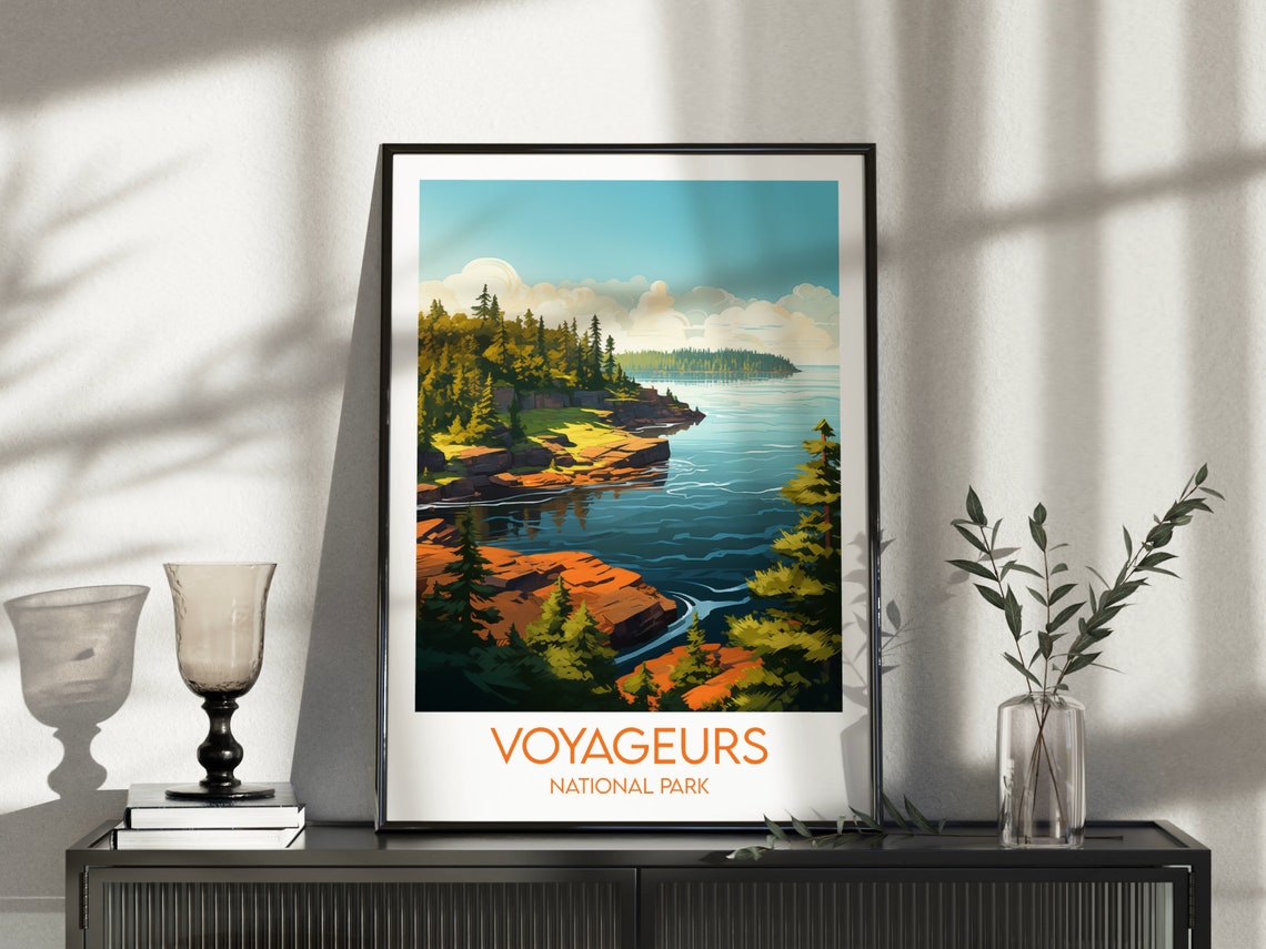 Voyageurs National Park Sunset Pine Shoreline Lake View Poster - Image 5
