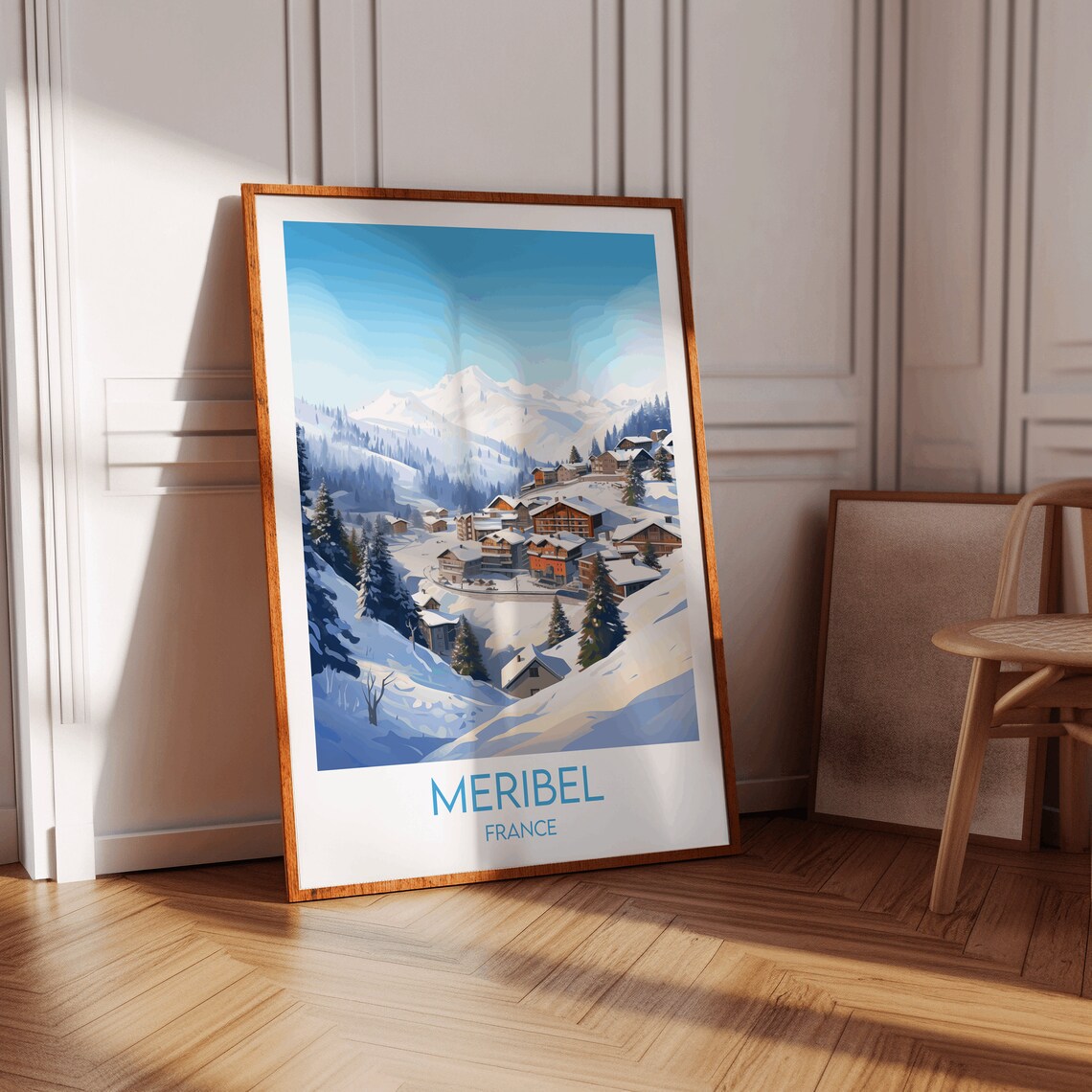 Meribel France Alpine Ski Resort Snowy Village Retro Travel Poster - Image 3