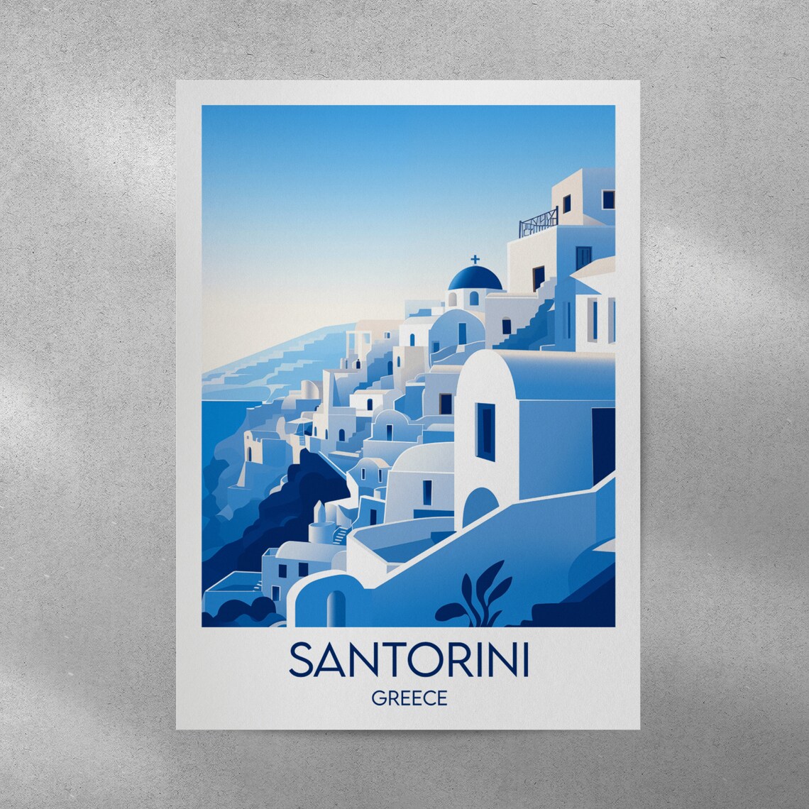 Santorini Greece Blue White Cycladic Island Village Travel Poster - Image 4